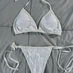 SHEIN Silver Rhinestone Bikini Set